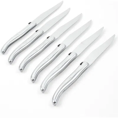 Laguiole Platine 6 Piece Steak Knife Set In Silver