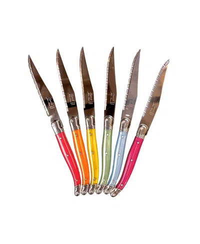 Laguiole Platine In Wood Presenation Box, 6 Piece Steak Knife Set In Multi
