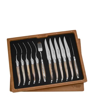 Laguiole Shiny Horn Stainless Steel 6-piece Fork And Knife Set In Neutral