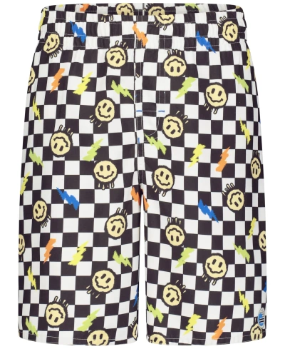 Laguna Kids' Big Boys Checked Out Volley Swim Shorts In Black