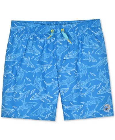 Laguna Kids' Big Boys Flash Shark Volley Swim Shorts In Bachelor Button