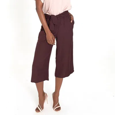 Lahive Women's Brown Lazzaro Cropped Palazzo Pant With Self Belt