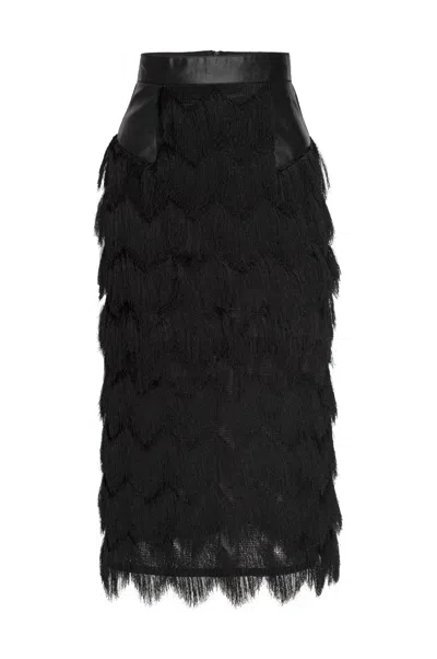 Lahive Women's Black Valentina Noir Fringe Skirt In Multi-lengths