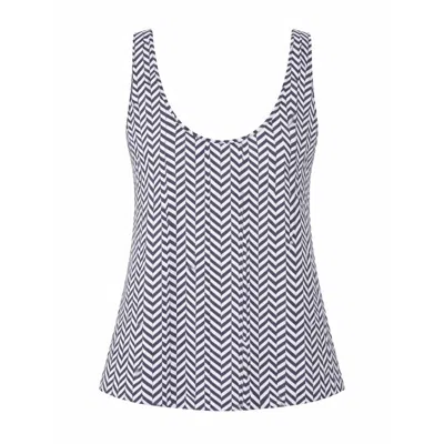 Lahive Women's Blue / Black / White Celeste Silk Print Tank