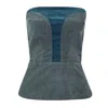 Lahive Women's Blue Carrie B. Ocean Corduroy Bustier Top In Blue