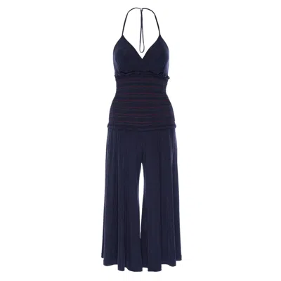 Lahive Women's Blue Jane Midnight Knit Palazzo Jumper