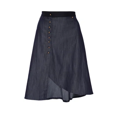 Lahive Jessica Button Down Denim Skirt In Blue