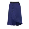 Lahive Women's Blue Sabine Button Down Satin Skirt In Blue