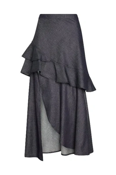 Lahive Women's Blue Taylor Detachable Denim Skirt