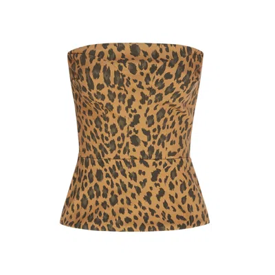 Lahive Women's Brown / Neutrals Cheetah Carrie B. Strapless Reversible Top