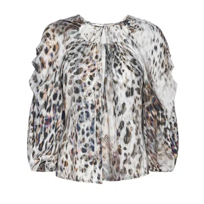 Lahive Women's Neutrals / Brown Cheetah Romance Reversible Top In Gray