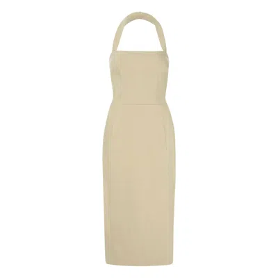 Lahive Women's Neutrals Aliza Linen Halter Dress In Yellow