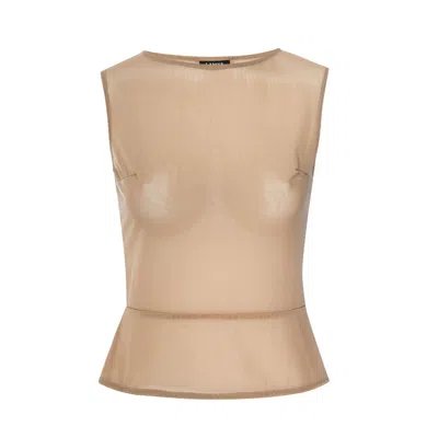 Lahive Women's Neutrals Ryder Nude Mesh Top In Brown