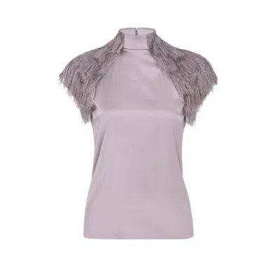 Lahive Women's Pink / Purple Angel Mock Neck Top In Pink/purple