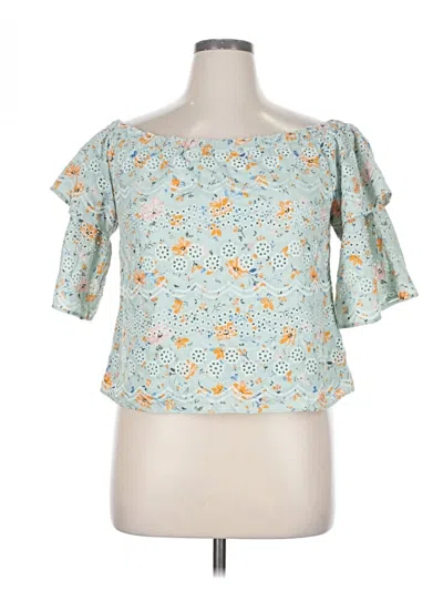 Pre-owned Laia Short Sleeve Blouse In Blue