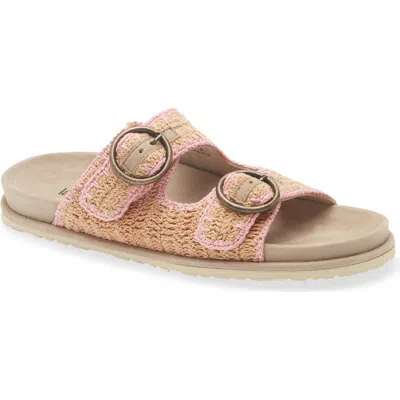Laidback London Clay Crochet Buckle Strap Slide Sandal In Brown