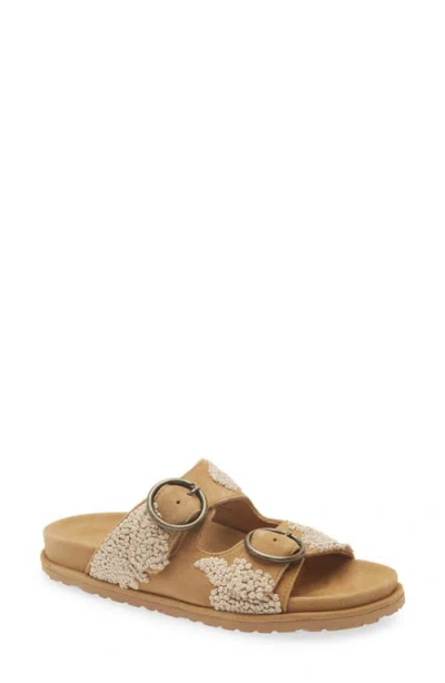 Laidback London Clay Embroidered Slide Sandal In Brown