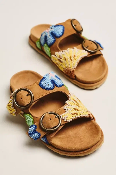 Laidback London Clay French Knot Buckle Slide Sandals