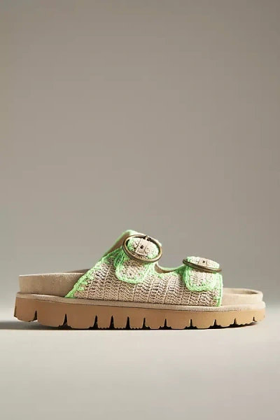 Laidback London Clay Slide Sandals In Green