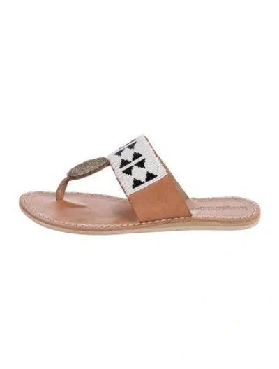 Pre-owned Laidback London Leather Patterned Flip Flops In Pink