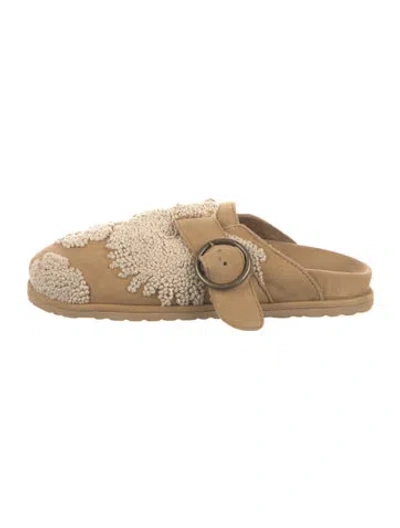 Pre-owned Laidback London Suede Patterned Mules In Neutrals