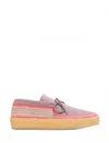 Laidback London Women's Komo Crochet Moccasin In Fossil Neon Pink In Multi