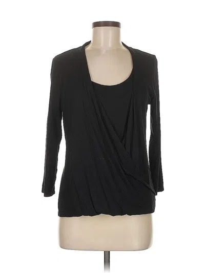 Pre-owned Laila Jayde 3/4 Sleeve Top Black Scoop Neck Tops