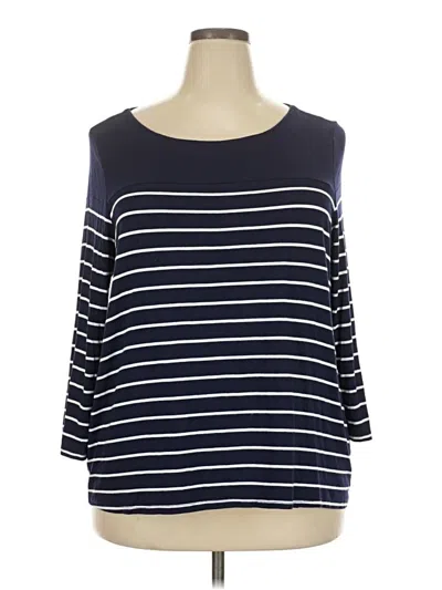 Pre-owned Laila Jayde 3/4 Sleeve Top Blue Boatneck Tops