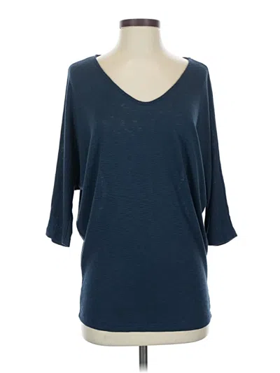 Pre-owned Laila Jayde 3/4 Sleeve Top Blue Scoop Neck Tops