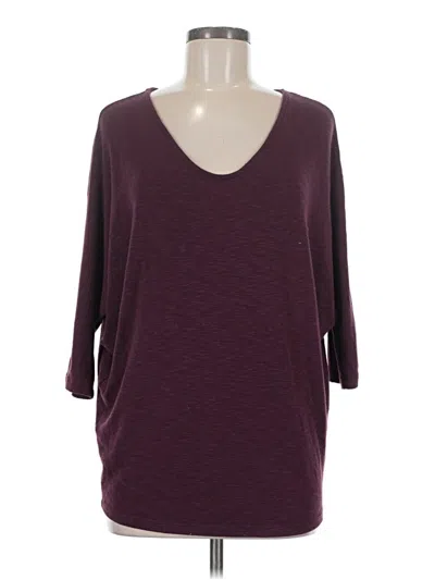 Pre-owned Laila Jayde 3/4 Sleeve Top Burgundy Scoop Neck Tops