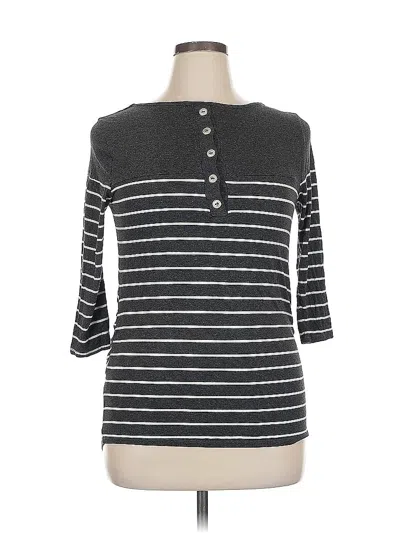 Pre-owned Laila Jayde 3/4 Sleeve Top Gray Boatneck Tops