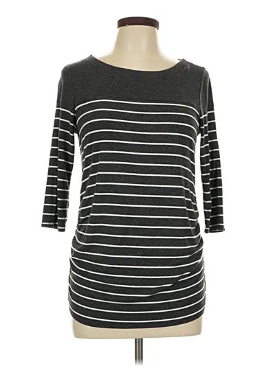 Pre-owned Laila Jayde 3/4 Sleeve Top Gray Boatneck Tops