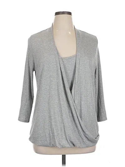 Pre-owned Laila Jayde 3/4 Sleeve Top Gray Cowl Neck Tops