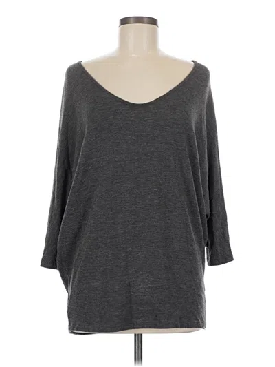 Pre-owned Laila Jayde 3/4 Sleeve Top Gray Scoop Neck Tops