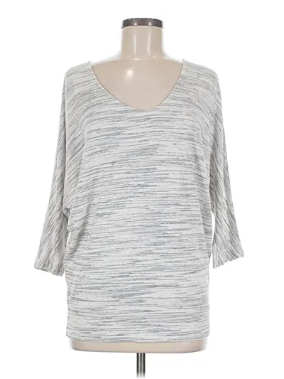 Pre-owned Laila Jayde 3/4 Sleeve Top Gray Scoop Neck Tops