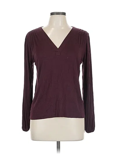 Pre-owned Laila Jayde Long Sleeve Top Burgundy V Neck Tops