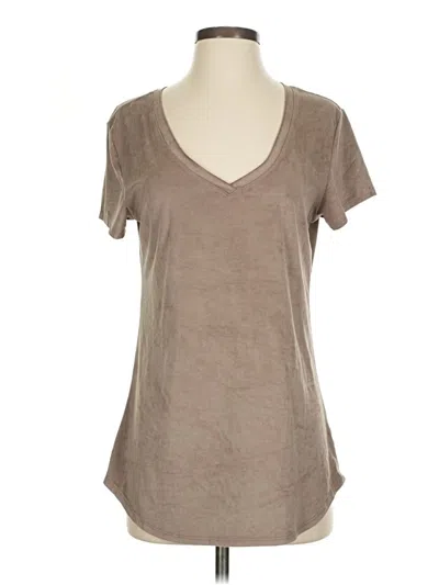 Pre-owned Laila Jayde Short Sleeve Top Tan V Neck Tops In Brown