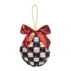 Laines London Black / Red / White Extra Large Checkered Christmas Bow & Bauble Decoration In Multi