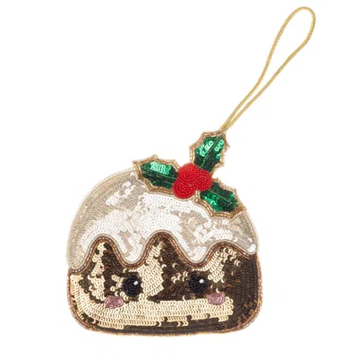 Laines London Gold / Brown / White Extra Large Christmas Laines Lovables Xmas Pudding Decoration In Multi