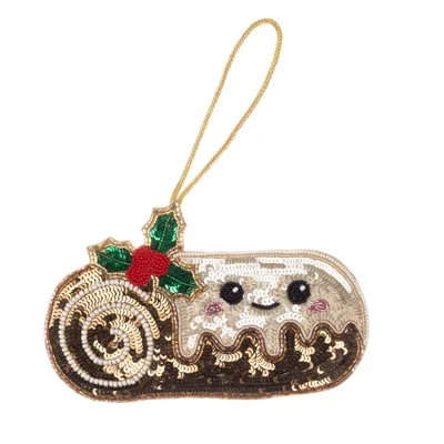 Laines London Gold / Brown / White Extra Large Christmas Laines Lovables Yule Log Decoration In Multi
