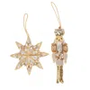 Laines London Gold / Silver Extra Large Christmas Gold & Silver Nutcracker & Star Decorations In Multi