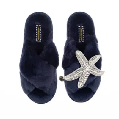 Laines London Ltd Lanes London Silver Starfish Classic Slippers In Blue