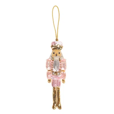 Laines London Pink / Gold / Silver Extra Large Christmas Pink, Gold & Silver Nutcracker Decoration