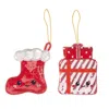 Laines London Red / White Set Of 2 Extra Large Christmas Laines Lovables Xmas Stocking & Gift Decorations In Red