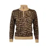 Laines London Women's Black / Brown / Gold Laines Couture Animal Print Quarter Zip Jumper With Embellished Lion He In Black/brown/gold