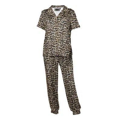 Laines London Women's Black / Brown Luxe Leopard Print Pyjama Set In Animal Print
