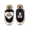 Laines London Women's Gold / Black Classic Mules With Buddy The Boston Terrier & Dog Mum / Mom Brooches - Black & In Black/gold