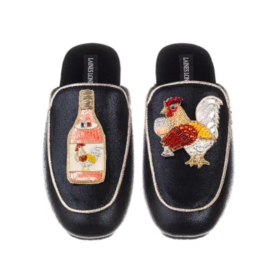 Laines London Women's Black / Gold Classic Mules With Chicken Wine Brooches - Black & Gold In Multi