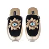Laines London Women's Gold / Black Classic Mules With Double Sun Eye Brooches - Black & Gold In Black/gold