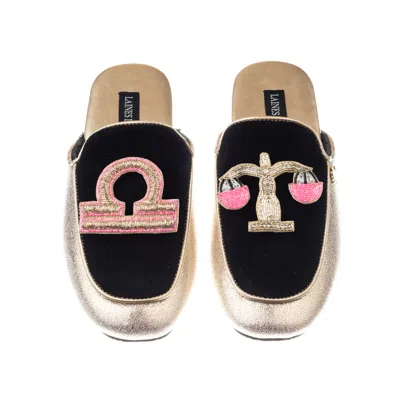 Laines London Women's Black / Gold Classic Mules With Libra Zodiac ...